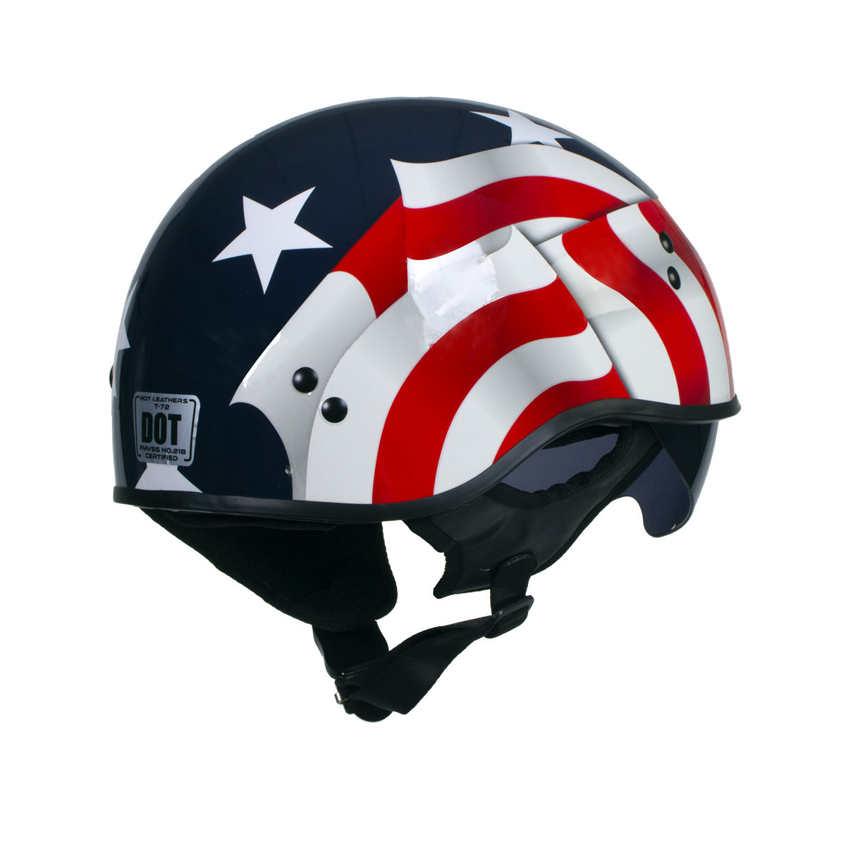 Hot Leathers T72 Blue Flag Advanced DOT Motorcycle Half Helmet Biker w/ Drop Down Visor