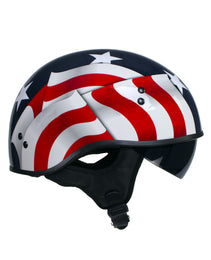 Hot Leathers T72 'Blue Flag' Advanced DOT Motorcycle Half Helmet for Men and Women Biker with Drop Down Visor