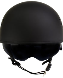 Hot Leathers T72 Black Widow Flat Black Motorcycle Half Helmet Biker w/ Drop Down Visor