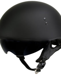 Hot Leathers T72 Black Widow Flat Black Motorcycle Half Helmet Biker w/ Drop Down Visor