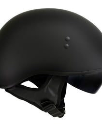 Hot Leathers T72 Black Widow Flat Black Motorcycle Half Helmet Biker w/ Drop Down Visor