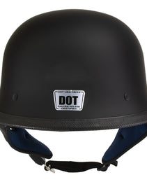 Hot Leathers Flat Black The Hanz German Style Vintage Motorcycle Half Helmet HLT75