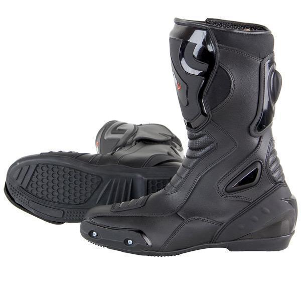 Vulcan V300 Men's 'Velocity' Black Leather Motorcycle Racing Sport Boots with Shift Protection