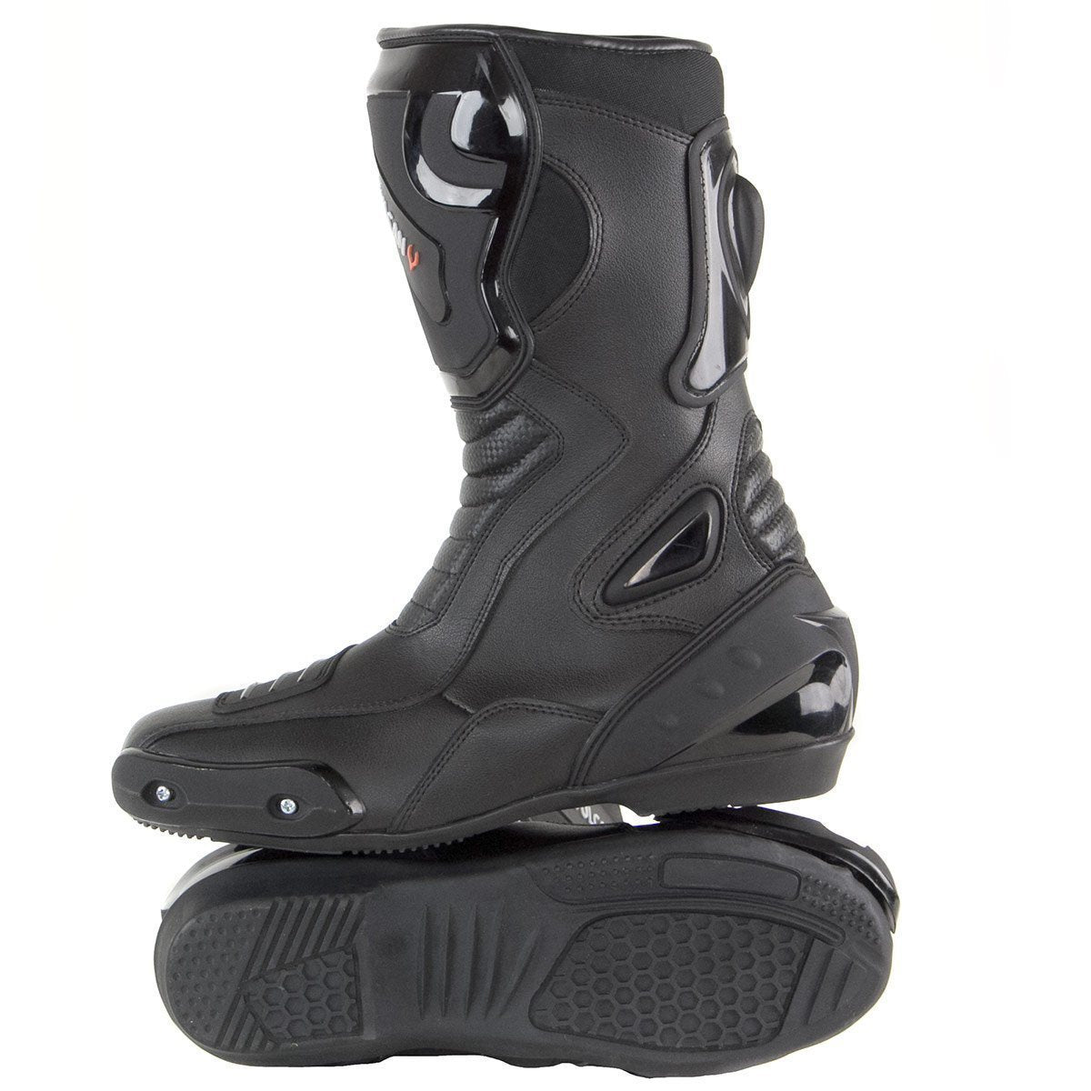 Vulcan V300 Men's 'Velocity' Black Leather Motorcycle Racing Sport Boots