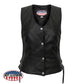 Hot Leathers VSL5002 USA Made Women's Black Leather MC Vest with Side Laces