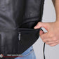 Hot Leathers VSM1066 Men's Black 'V-Twin Eagle' Conceal and Carry Side Lace Leather Vest