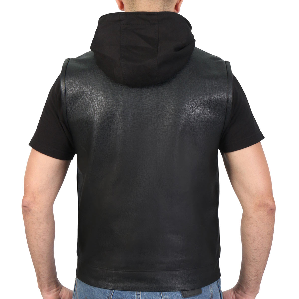 Hot Leathers VSM1201 Men s Black Motorcycle Biker Club Style Vest with LeatherUp USA
