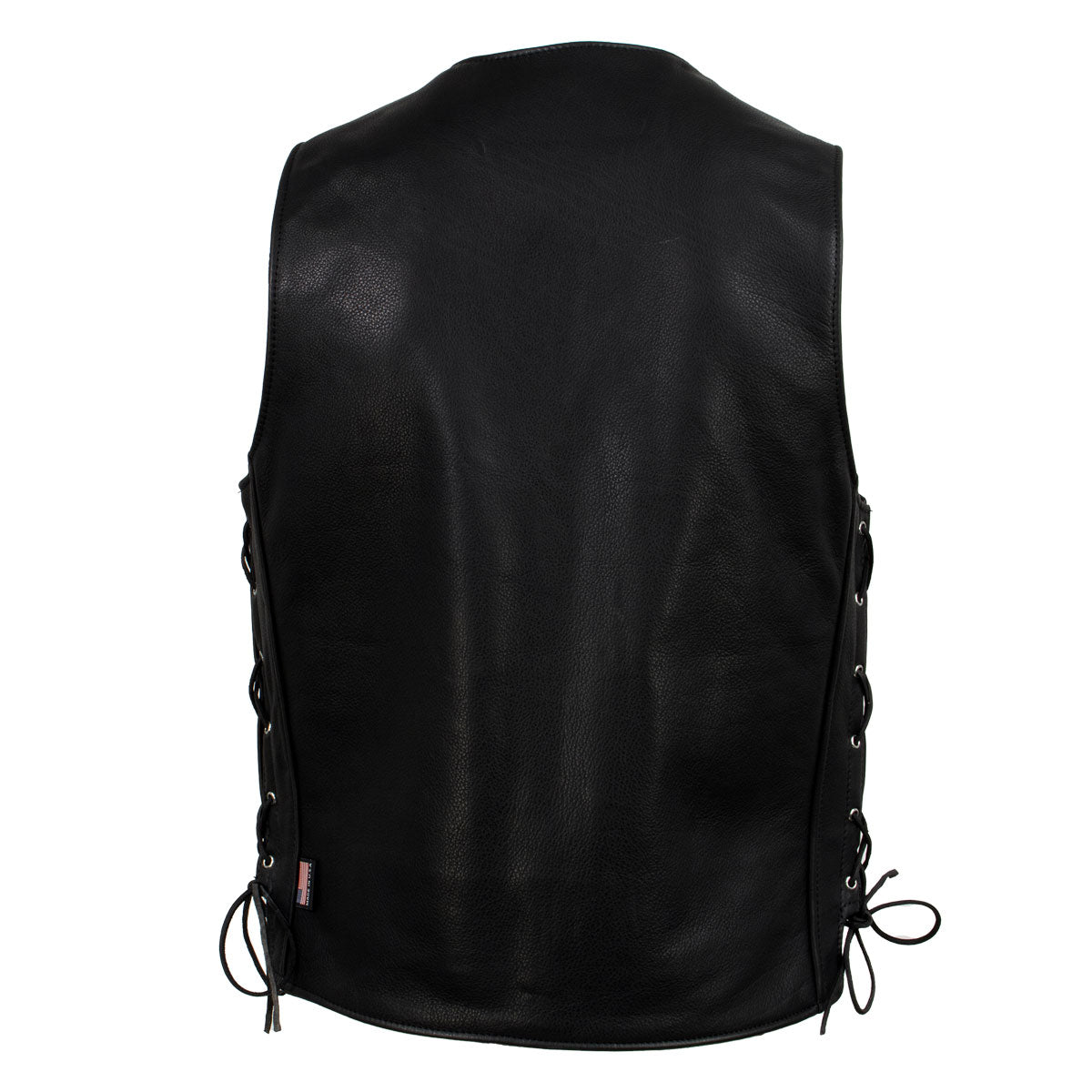 Hot Leathers VSM5003 USA Made Men's 'Gaucho' Black Extra Long Back Premium Steerhide Leather Vest