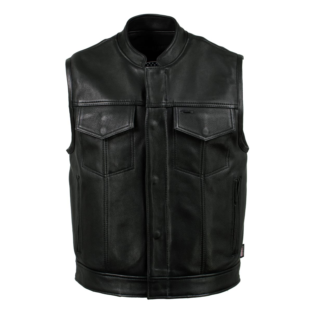 Hot Leathers VSM5004 USA Made Men's 'Chaos' Black Premium Dual Closure Leather Vest