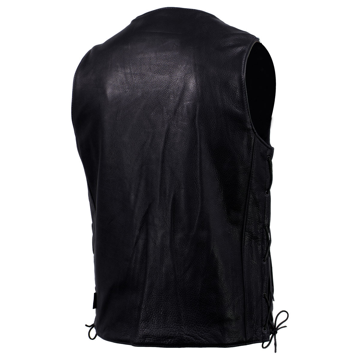 Milwaukee Leather USA MADE MLVSM5005 Men's Black 'Road Whip' Premium Motorcycle Leather Vest with Buffalo Snap Buttons