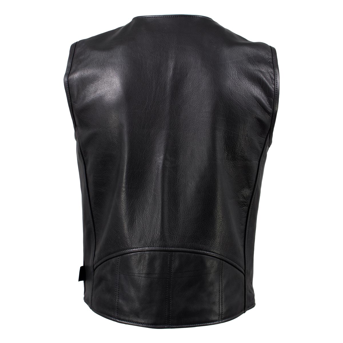 Hot Leathers VSM5009 USA Made Men's 'Slinger' Black V-Neck Premium Leather Zippered Vest