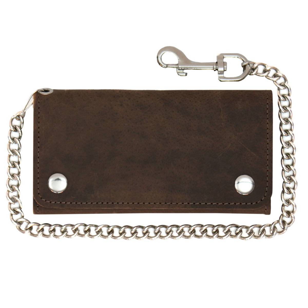 Hot Leathers WLC2017 Men's 7" Leather Bi-Fold Biker Wallet w/ Multiple Storage and Swivel Trigger Clip Anti-Theft Stainless Steel Chain