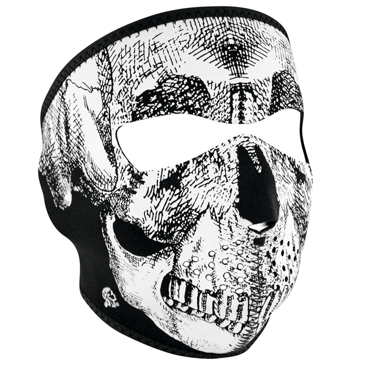 ZanHeadgear WNFM002 Neoprene Black and White Full-Face Mask with Skull Design