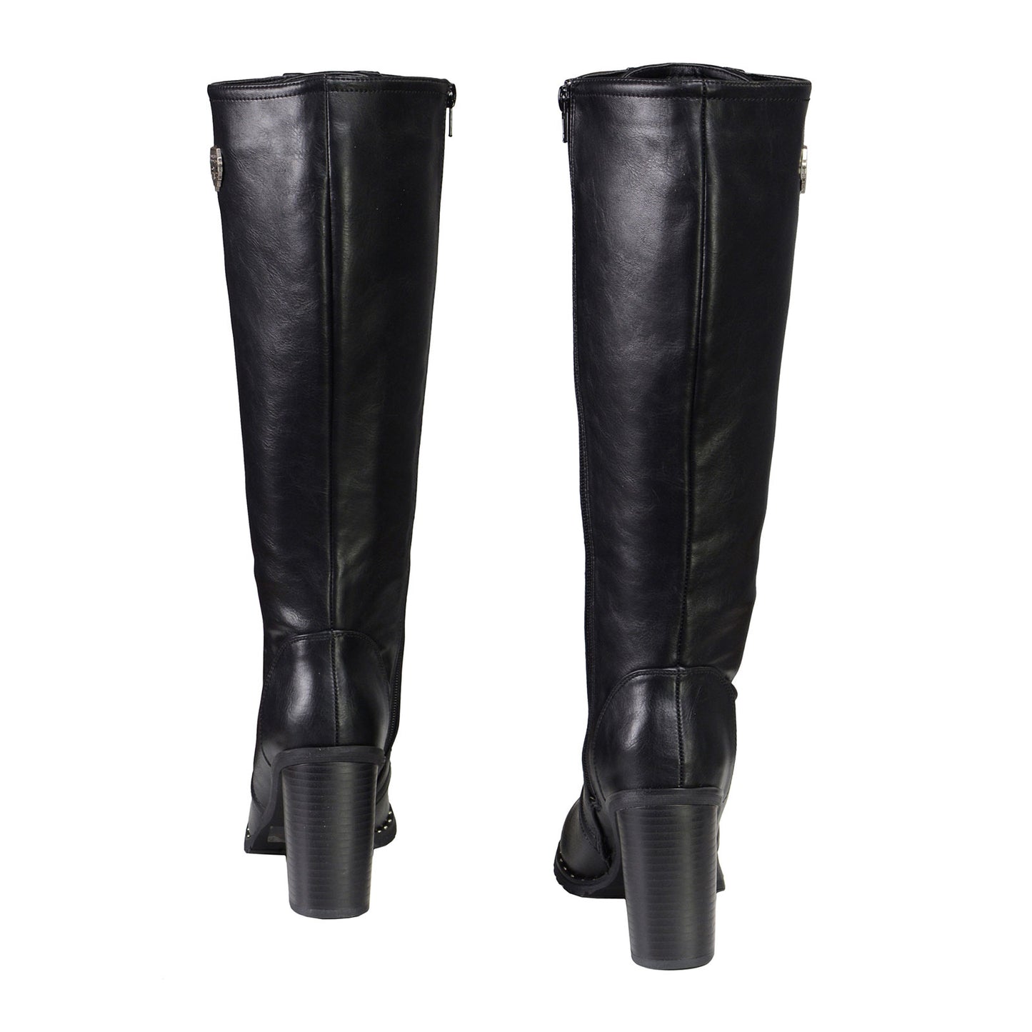 Milwaukee Leather X9442 Women's Black Lace-Up Tall Fashion Biker Boots with High Heel & Studs