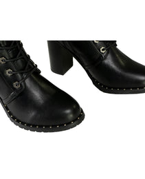 Milwaukee Leather X9442 Women's Black Lace-Up Tall Fashion Biker Boots with High Heel & Studs