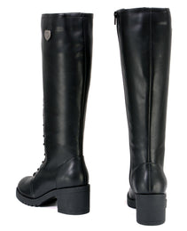 Milwaukee Leather XBL9442 Women's Black Lace-Up Tall Fashion Biker Boots with Square Heel