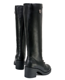 Milwaukee Leather XBL9442 Women's Black Lace-Up Tall Fashion Biker Boots with Square Heel