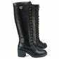 Milwaukee Leather XBL9442 Women's Black Lace-Up Tall Fashion Biker Boots with Square Heel