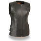 Milwaukee Leather Women's Zipper Front SWAT Style Black Leather Vest with Gun Po - Small