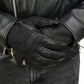 Xelement XG17506 Men's Black Leather with Mesh Racing Motorcycle Gloves