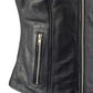Xelement XS1028 Women's 'Dita' Black Motorcycle Leather Vest with Riveted Lapel Collar