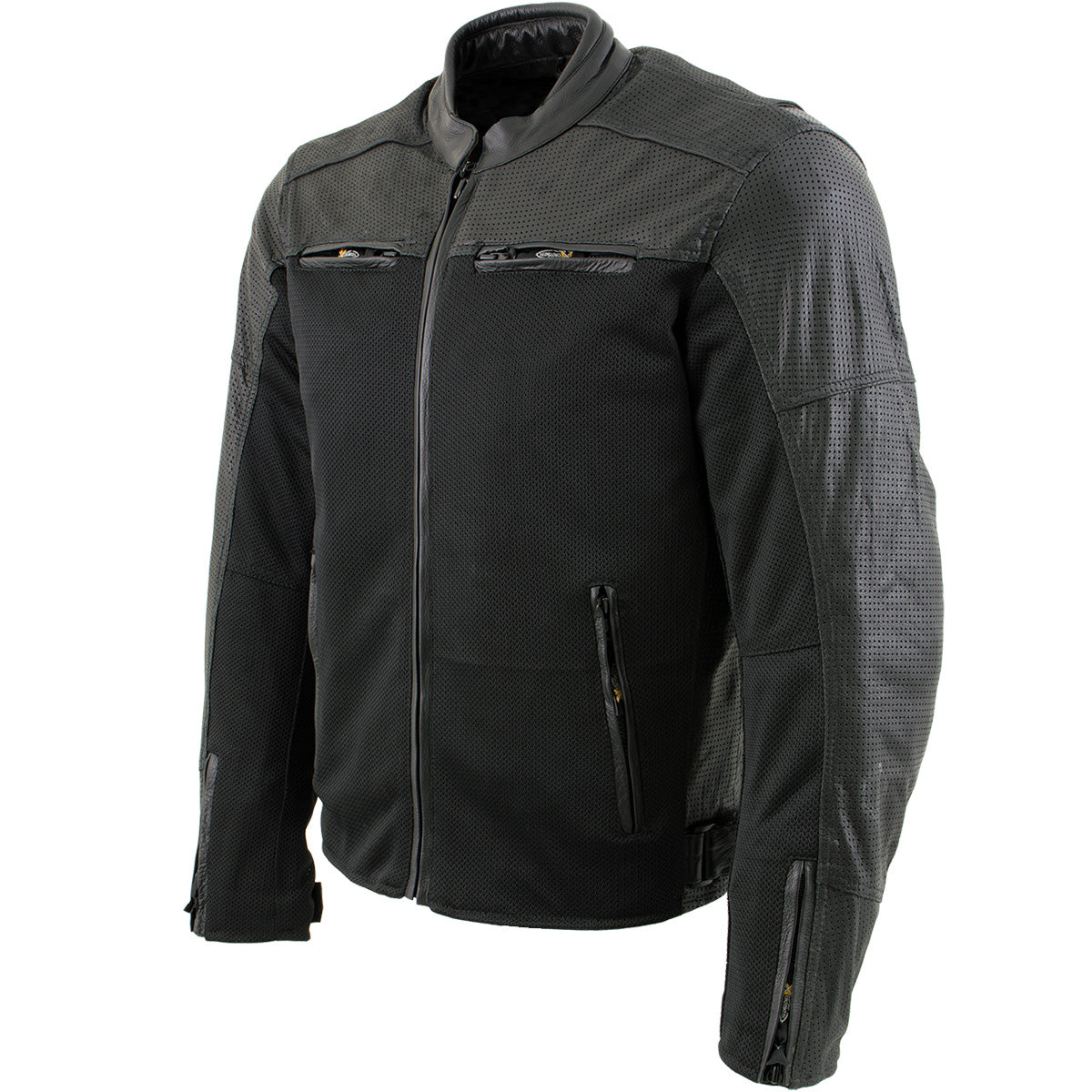 Xelement XS11001 Men's ‘Chaos’ Black Motorcycle Perforated Leather and ...