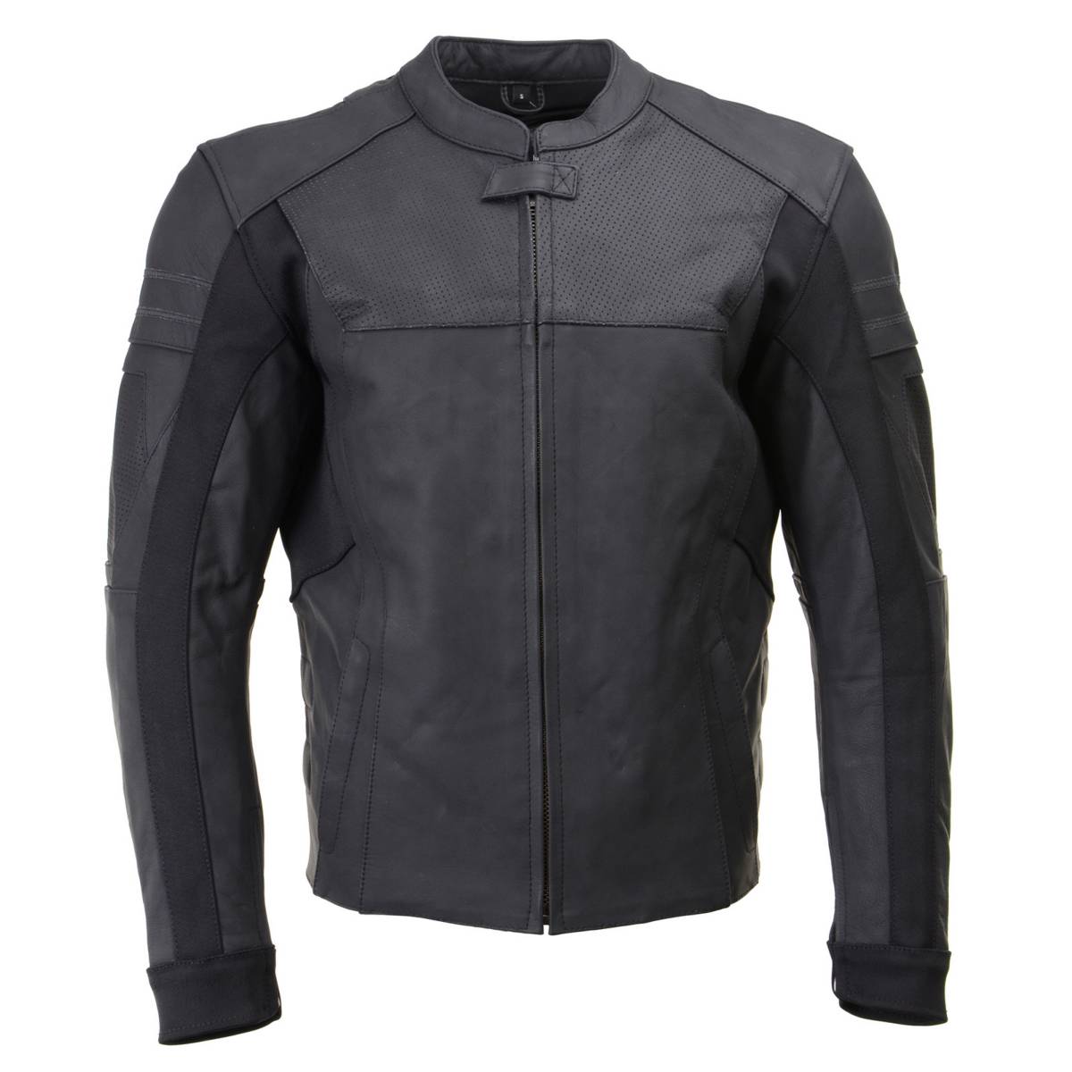 Milwaukee Leather LKM17014 Men's Matte Black Premium Leather Protective Motorcycle Racing Style Biker Jacket w/ CE Armor