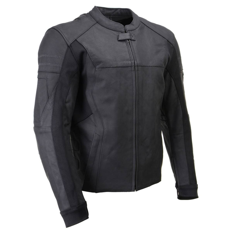 Xelement XS11013 Men's 'Hair Pin' Flat Matte Black Premium Leather Protective Motorcycle Racing Style Biker Jacket w/ CE Armor