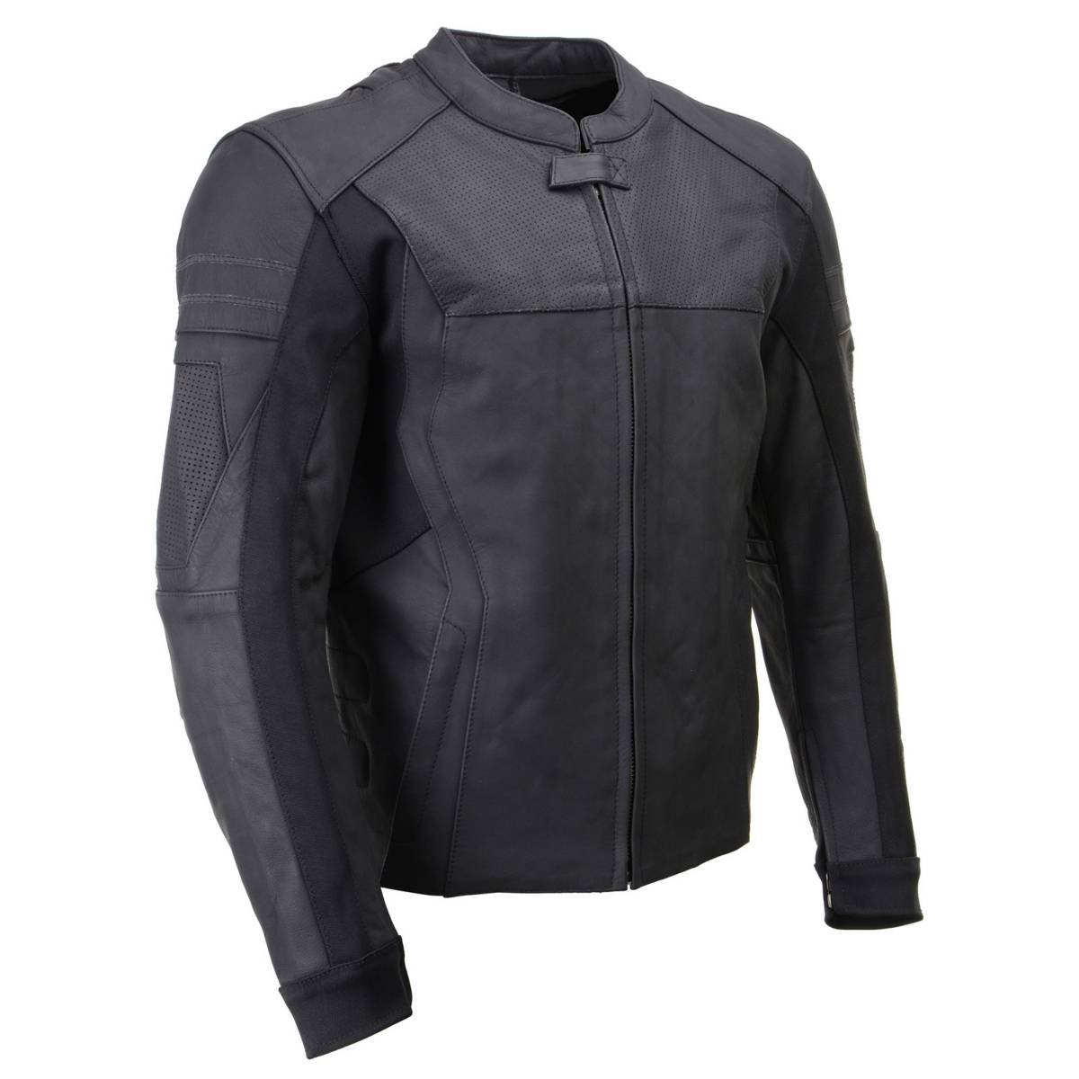 Milwaukee Leather LKM17014 Men's Matte Black Premium Leather Protective Motorcycle Racing Style Biker Jacket w/ CE Armor