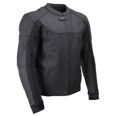 Milwaukee Leather LKM17014 Men's Matte Black Premium Leather Protective Motorcycle Racing Style Biker Jacket w/ CE Armor