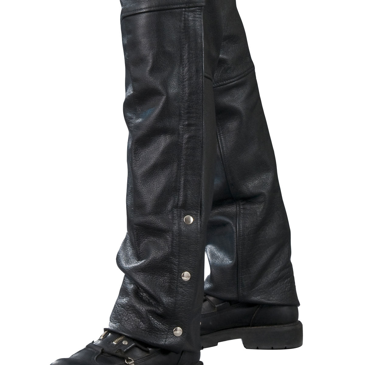 Genuine Leather XS1115 Men’s Classic Black Leather Chaps