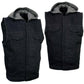Xelement XS13050 Men's 'Rustic' Black Denim Motorcycle Riding Vest with Hoodie and Quick Draw Pocket