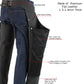Milwaukee Leather LKM5717 Men's Flat Black Premium Leather Motorcycle Rider Biker Chaps w/ Jean Pockets