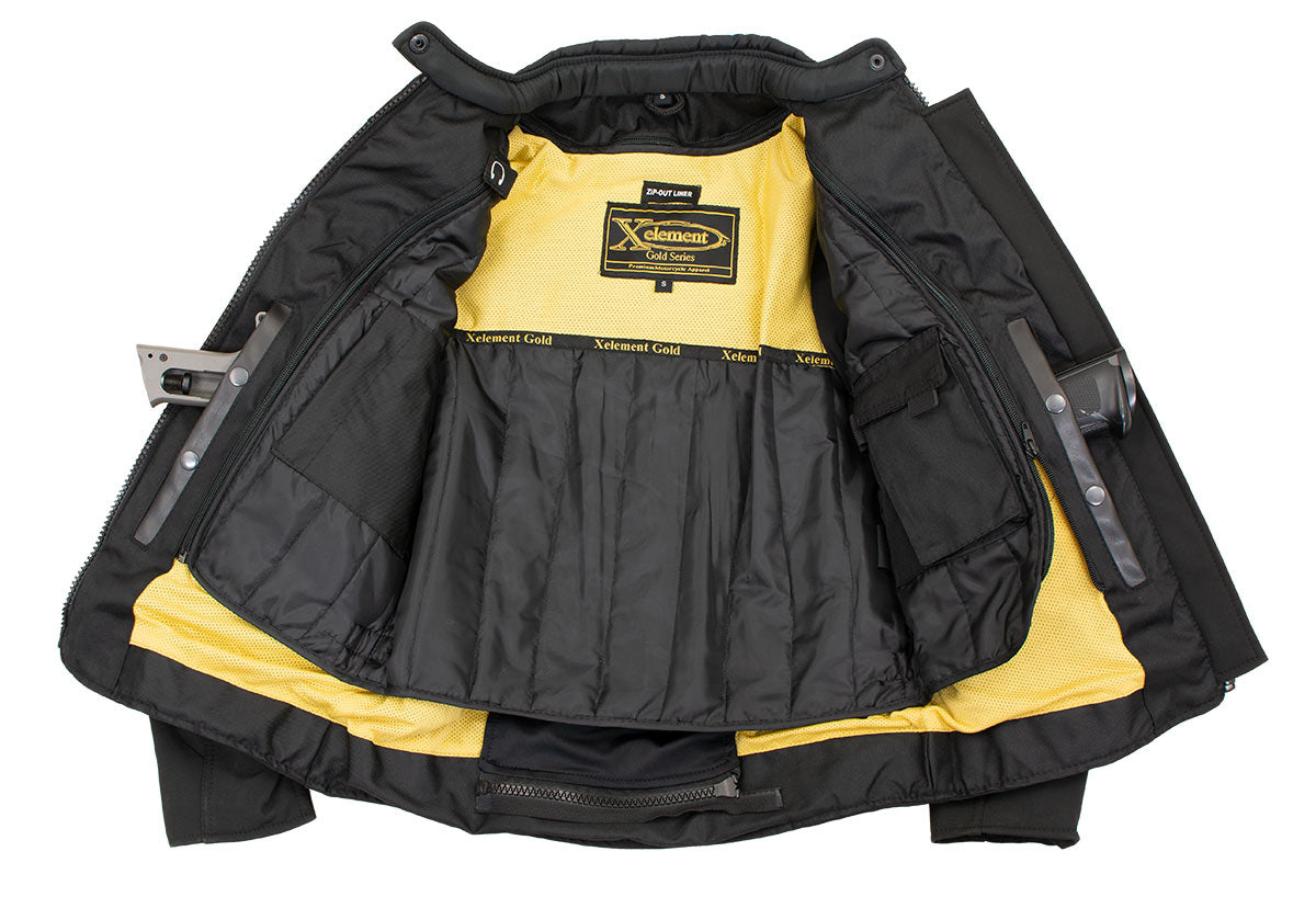 Xelement 'Gold Series' XS22005 Women's Black 'Cool Racer' Textile and Soft-Shell Scooter Biker Jacket with X-Armor