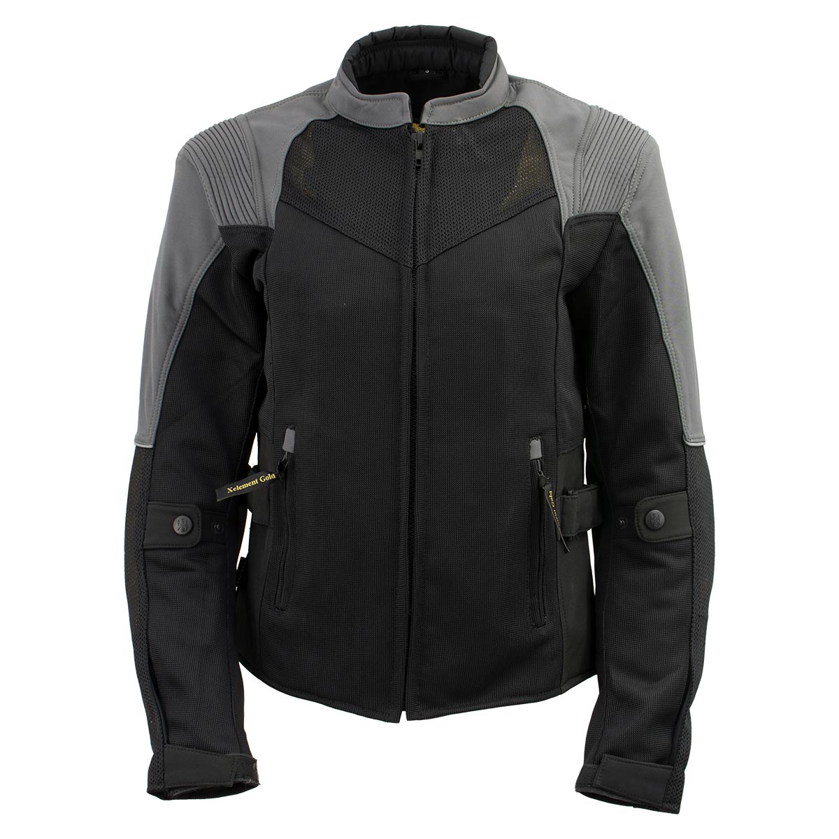Xelement 'Gold Series' XS22007 Women's 'Be Cool' Black and Grey Armored Textile with Soft-Shell Motorcycle Jacket