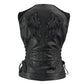 Xelement XS24001 Women's ‘Winged’ Black Studded Motorcycle Rider Leather Vest with Reflective Wings