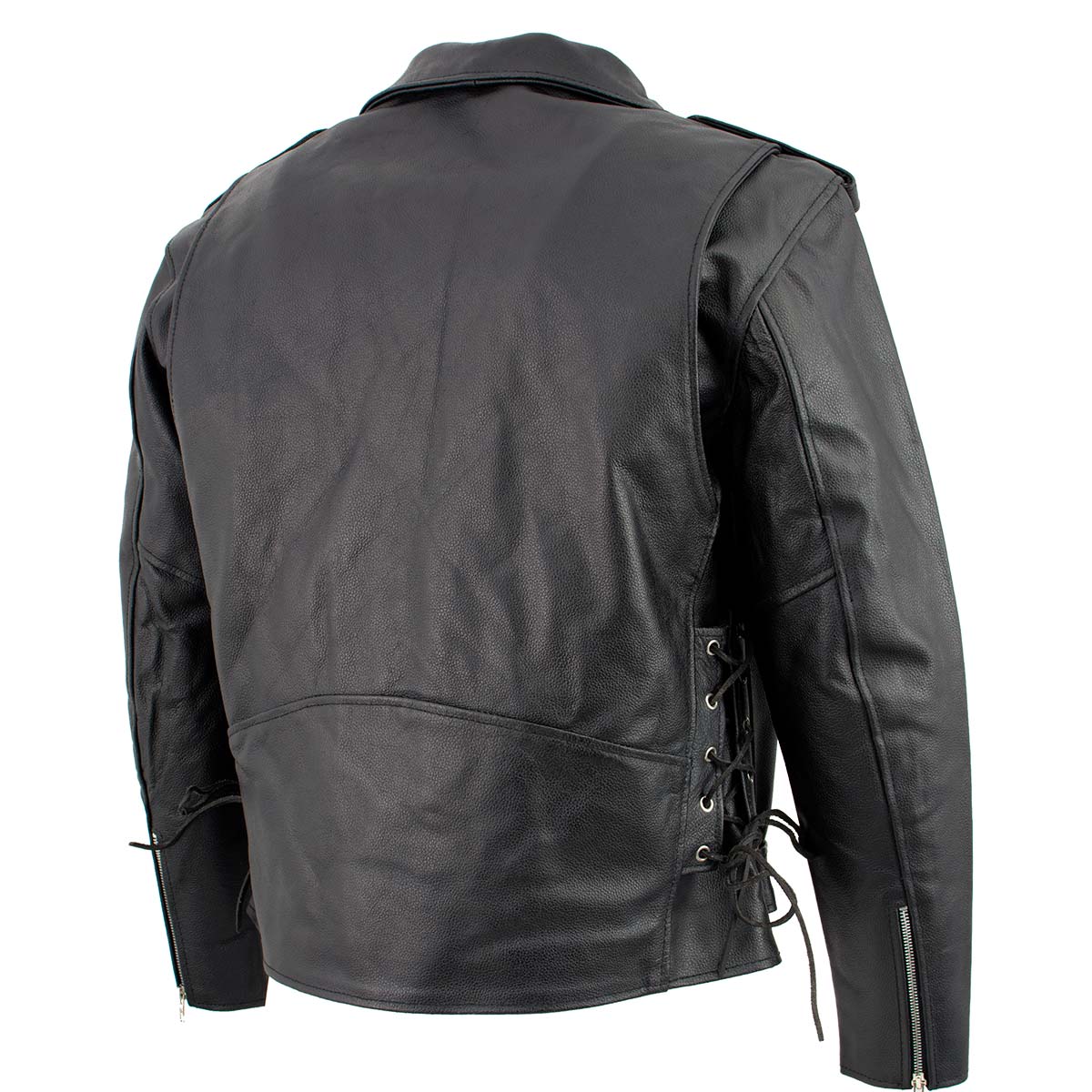 Men's XS400T Tall Size Black Classic Side Lace Police Style Motorcycle Jacket