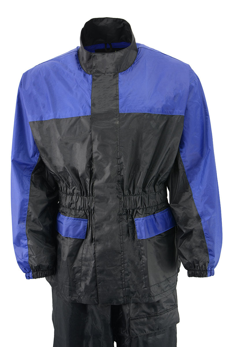 NexGen Ladies XS5031 Blue and Black Water Proof Rain Suit with Cinch Sides