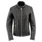 Xelement XS631 Women's 'Raven' Black Premium Cowhide Motorcycle Rider Leather Jacket with Zip-Out Liner