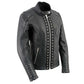 Xelement XS631 Women's 'Raven' Black Premium Cowhide Motorcycle Rider Leather Jacket with Zip-Out Liner