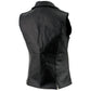 Ladies XS773 Black Zippered M/C Lapel Leather Vest