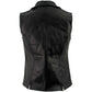 Ladies XS773 Black Zippered M/C Lapel Leather Vest