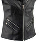 Ladies XS773 Black Zippered M/C Lapel Leather Vest