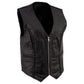 Ladies XS776 Black Braided Motorcycle Vest with Zipper Closure