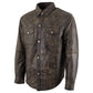 Xelement XS942 Men's 'Nickel' Distressed Brown Casual Biker Rider Leather Shirt with Vintage Buffalo Buttons