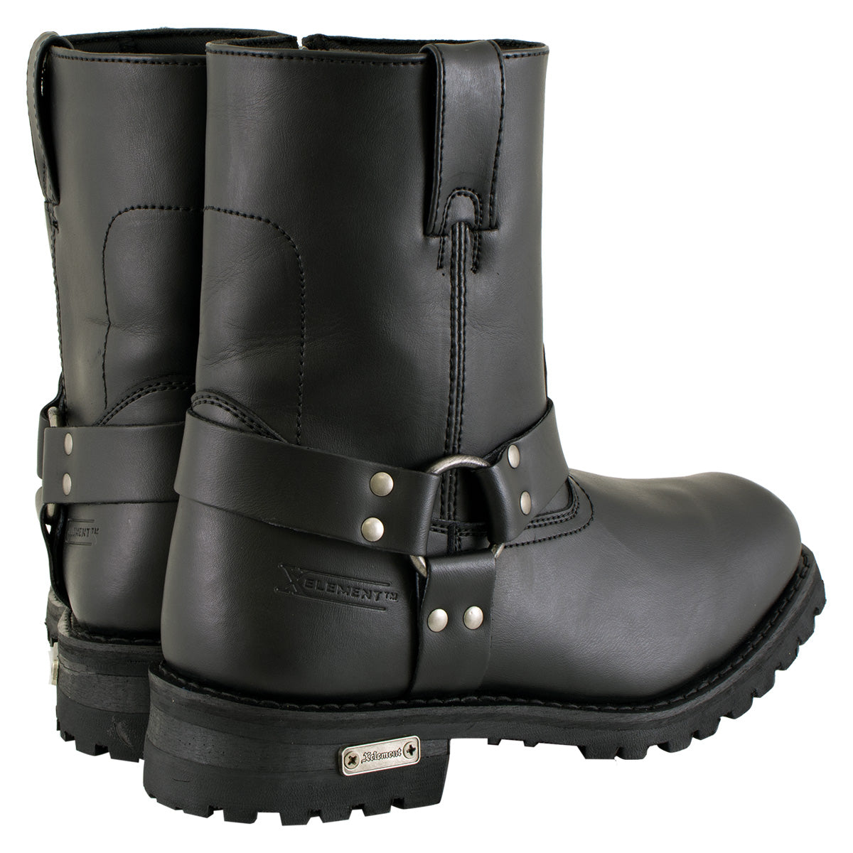 Xelement 1502 Men's 'Killa' Black Leather Zippered Harness Motorcycle Boots