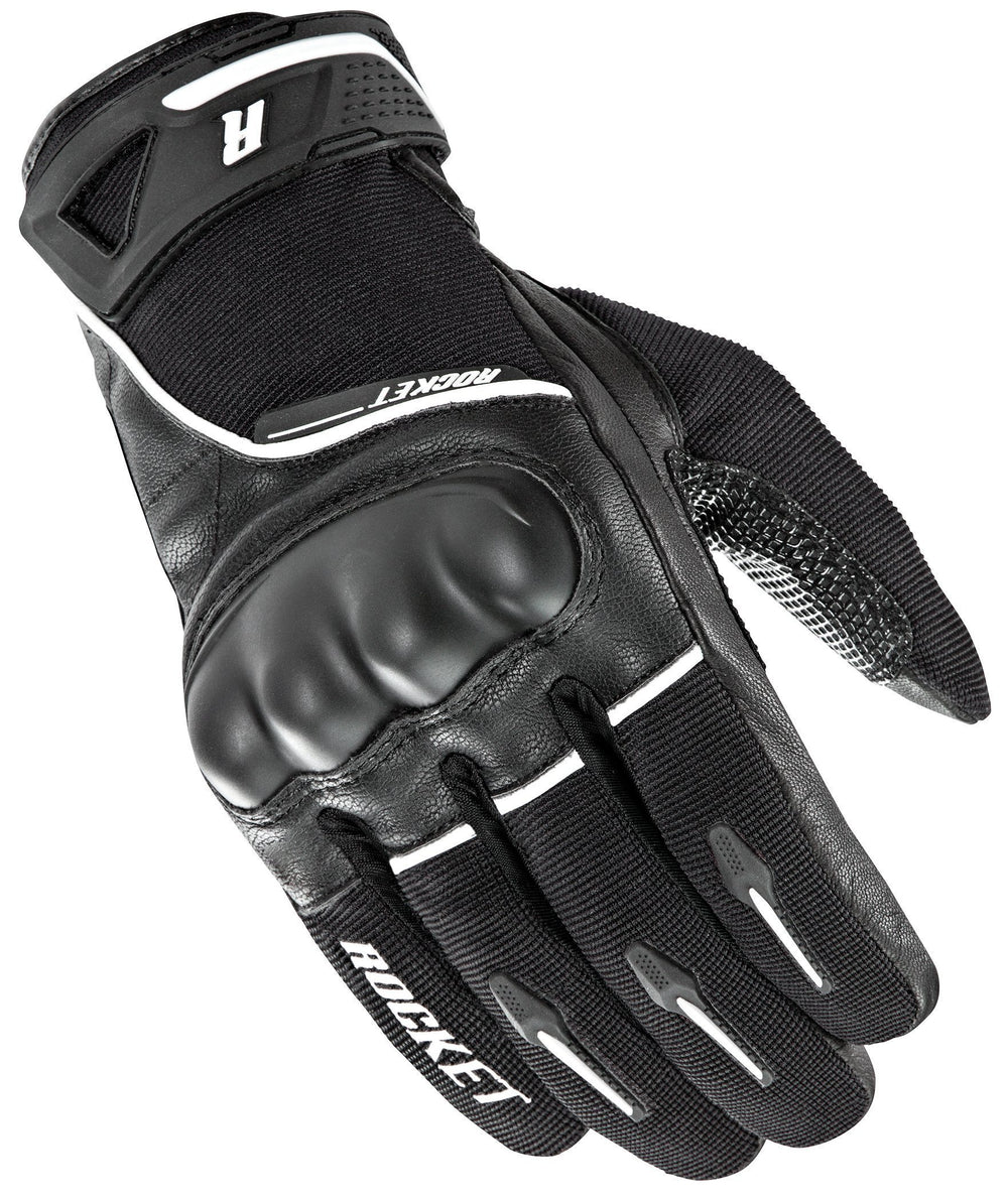 Joe Rocket Super Moto Men's Black and White Leather Gloves