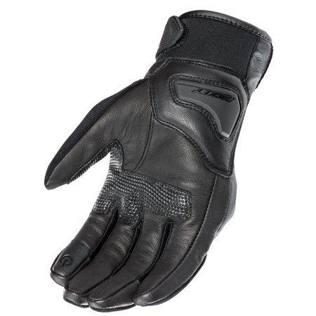 Joe Rocket Super Moto Men's Black and Hi-Viz Yellow Leather Gloves