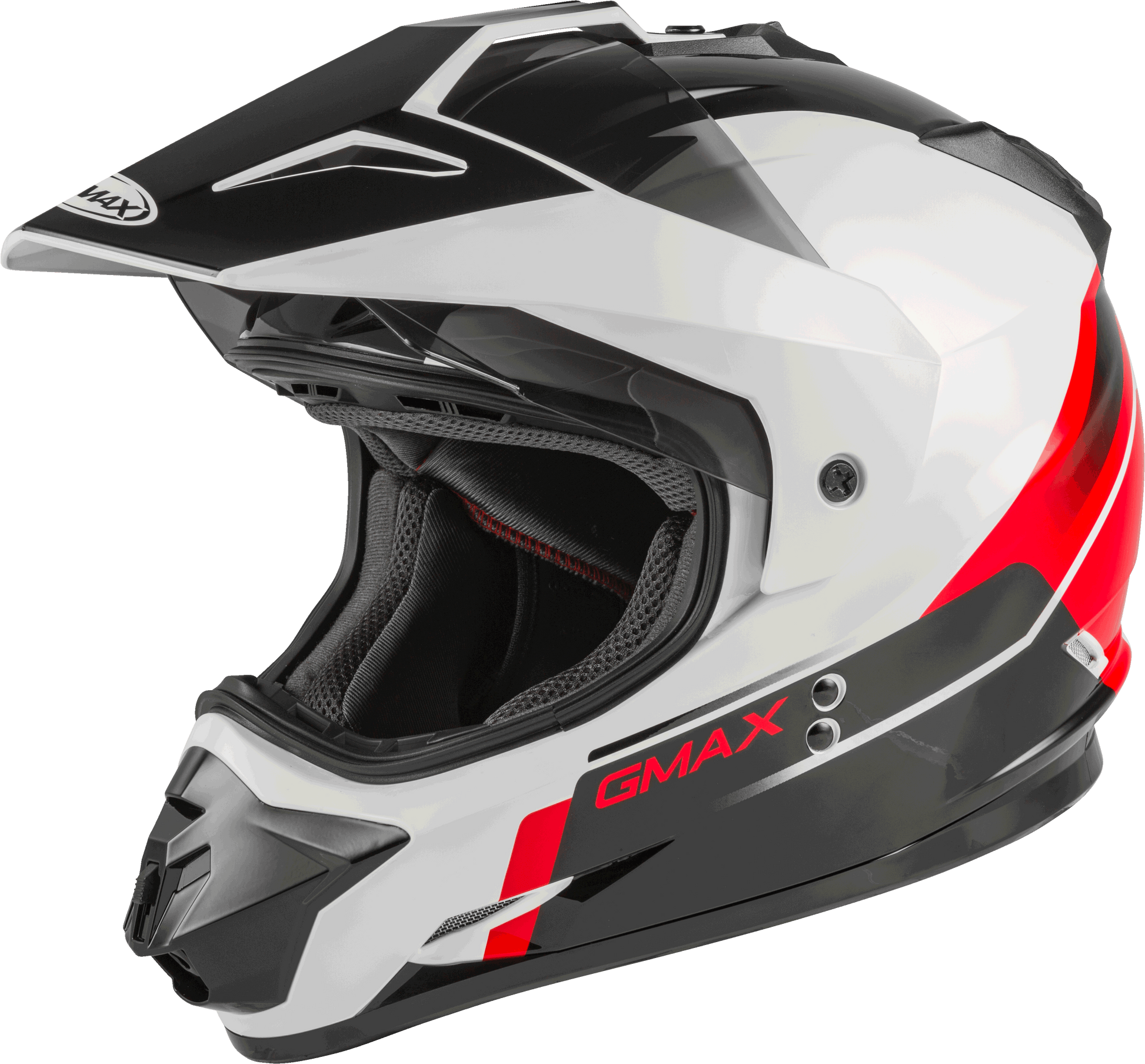 Gmax 72-7014 GM-11 Dual-Sport Scud Helmet Black/White/Red