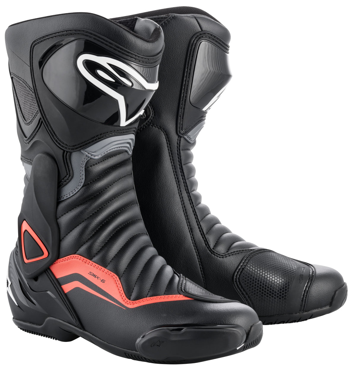 Close Out Alpinestars 4103-0186-45 Men’s SMX-6 v2 Black, Grey and Fluorescent Red Boots